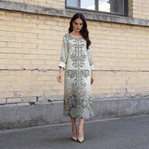 Robe Abaya Maxi de Luxe en Polyester Imprimé de Haute Qualité, Nouveau Style Élégant pour Femmes Musulmanes, Personnalisation OEM en Gros - Product Image 3