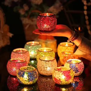 Mosaik Multi color Glas Tee licht Kerzenhalter Kerzen glas