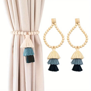 Nuevas <span class=keywords><strong>Lazos</strong></span> para Cortinas de Lujo, Hechos a Mano en Francia, <span class=keywords><strong>con</strong></span> Cinta de Dibujos Animados de Arcoíris y Cuentas de Madera, para Cortinas Translúcidas - Product Image 4