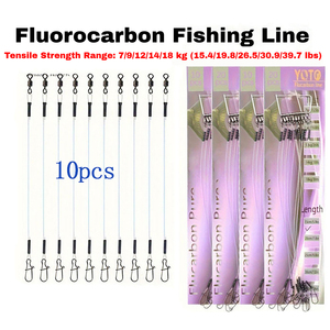 Lot de 10 fils de pêche en <span class=keywords><strong>fluorocarbone</strong></span>, résistance 7kg-18kg (5.4/lbs-39.7lbs), OEM disponible, prix direct usine - Product Image 1