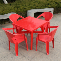 Table et chaises de salle à manger en plastique épaissi, ensemble table et chaises carrées pour jardin, pour mariage, traiteur, événements, restaurant