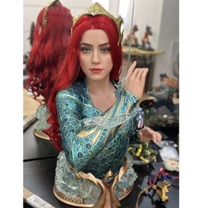 Nueva llegada: Escultura de resina, busto de Mera de pelo rojo, estatua de tamaño real del superhéroe <span class=keywords><strong>Aquaman</strong></span> para colección. - Product Image 1