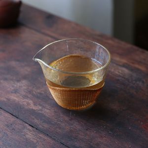 Tasse de justice en porcelaine, verre tressé en bambou, tasse de justice transparente en verre en forme de bec d'aigle, résistante à la chaleur, distributeur de thé - Product Image 4