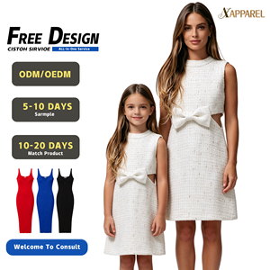 Vestido Familiar a Juego de Tweed, Fabricante Personalizado A&J Elite OEM ODM, Venta al Por Mayor, Vestido Midi Clásico Elegante para Padres e Hijos - Product Image 1