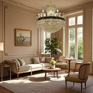 Lampadario a LED in Cristallo Zhongyi Gold, Struttura in Ferro e Vetro, Multi-Materiale, Misura Media, Illuminazione Universale 110-240V - Product Image 3