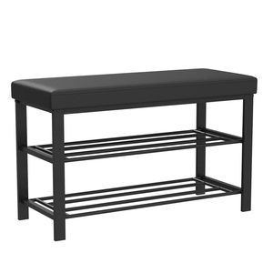 SENYU Entryway <b>Shoe</b> <b>Rack</b> with Cushioned Seat, <b>Shoe</b> Bench for Entry, 2 Shelves Storage Bench w/Faux Leather Top Bed Bench - Product Image 2