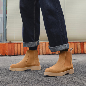 Retro brown Chelsea <b>boots</b>, short style, height-increasing, breathable, shock-absorbing, non-slip, thick sole. - Product Image 6