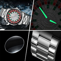 Montre à quartz FTTPON Lucky 7 Roulette Game God of Gamblers, nouvelle montre de luxe étanche en acier inoxydable et cuir pour hommes, Reloj