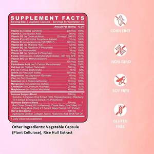 Cápsulas multivitamínicas para mujer con etiqueta privada, suplemento dietético de apoyo inmunológico y equilibrio hormonal para adultos - Product Image 2