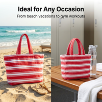 Sac de plage personnalisé Royal Fair avec logo, grande capacité, en tissu éponge, sac fourre-tout rayé pratique pour femmes