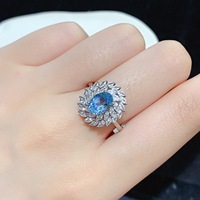 Factory Wholesale Natural Topaz 925 Sterling Silver Classic Engagement Ring Women Custom Design Wedding Anniversary & Party Gift