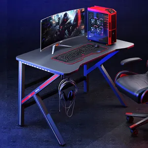 Meja Gaming PC, Meja Gaming dengan Lampu LED Meja Gaming PC Laptop Komputer