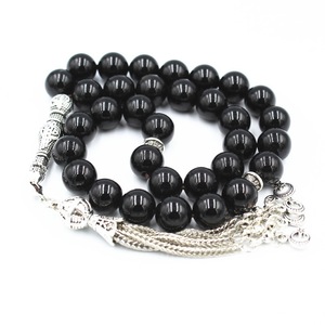Ispirare gioielli pietra naturale agata nera perlina 33 preghiera perlina islamico musulmano Tasbih Allah <span class=keywords><strong>rosario</strong></span> uomini donne - Product Image 1