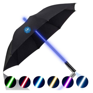 Custom LED Laser Light up Umbrella with 7 Color Changing on the Shaft Umbrella Windproof Straight Bone Umbrellas with Flashlight - Product Image 2