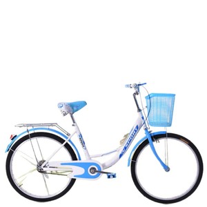 Vélo de ville 26 pouces 1 vitesse Frein V Cadre rigide Jante en acier Fourche en aluminium Bleu ciel Jaune clair - Product Image 1