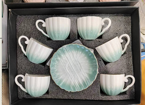 Ensemble de tasses à café turques avec soucoupes et plateau, ensemble de 6 tasses à café en céramique pour double expresso, latte, café moka, thé - Product Image 5