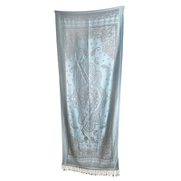 Vente en gros de haute qualité couleurs claires rose bleu gris blanc Paisley Jacquard Viscose Pashmina foulards Hijab pour femmes pour le printemps