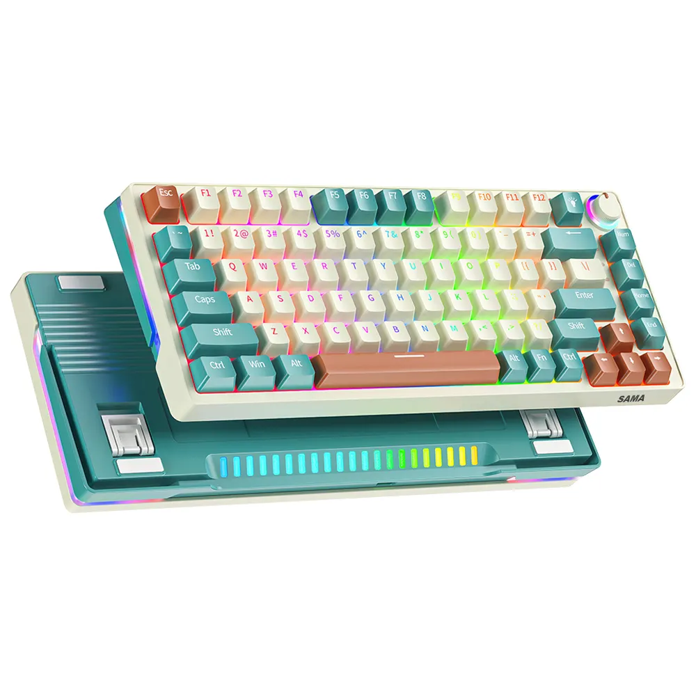 SAMA Tri-modes 75% RGB Backlit Gaming Teclado Mecânico Anti-Ghosting TKL Sem Fio 83 teclas Hot swap Teclado Com Fio