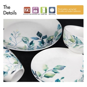Juego de vajilla de <span class=keywords><strong>porcelana</strong></span> de estilo Floral, juego de vajilla de <span class=keywords><strong>porcelana</strong></span> de estilo inglés con <span class=keywords><strong>platos</strong></span> blancos, 12 Uds./16 Uds. - Product Image 3