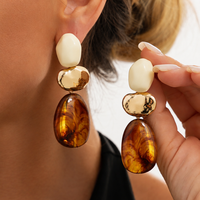 Boucles d'oreilles pendantes en résine multicolores style bohème pour femmes, accessoires de fête vintage, bijoux fantaisie