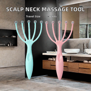 1 pièce Masseur corporel portatif en jade rose, à 9 griffes, en forme de balle, pour le cuir chevelu et le cou, avec rouleau de massage relaxant, anti-stress, pour le voyage - Product Image 2
