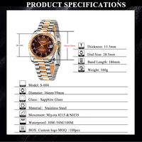 Orologi Meccanici da Uomo con Movimento Giapponese NH35, Logo Personalizzato OEM, Numeri Arabi in Oro Rosa