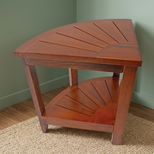 Table d'angle en bois moderne avec étagère, design traditionnel, meubles de salon, utilisation en appartement - Product Image 4