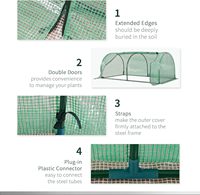 Serre tunnel moderne verte de 200x100x80cm avec cadre en acier et couverture en PE en bois traité naturel pour jardin extérieur