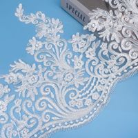 Bordure en dentelle florale brodée de 32 cm pour robes de mariée DIY, textiles de maison, literie et vêtements pour enfants