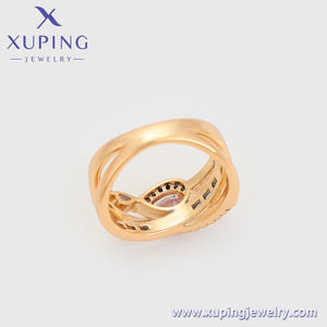 X000669459 Perhiasan XUPING Batu Zirkonia Kubik Sintetis Bentuk Salib Oval Batu <span class=keywords><strong>Pink</strong></span> Cincin Wanita - Product Image 4