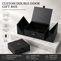Boîte cadeau magnétique à double porte en carton rigide de luxe, laminage mat, gaufrage, recyclable, emballage personnalisable, logo personnalisé