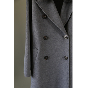 Cappotto Invernale da <span class=keywords><strong>Donna</strong></span> in Cashmere e Lana a Doppia Faccia con Vera Pelliccia di Volpe, Lussuoso Cappotto di Media Lunghezza - Product Image 3