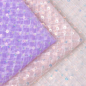 보라색 스팽글 3mm/5mm 자수 레이스 원단 100% 폴리에스터 직조 평직 메쉬 가방 신발 및 홈 텍스타일용 - Product Image 3