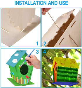 <span class=keywords><strong>Kit</strong></span> de maisonnette pour oiseaux en bois à faire soi-même pour enfants - Ensemble de jouets à dessiner, <span class=keywords><strong>kit</strong></span> créatif d'activités artistiques à suspendre pour jouer - Product Image 4