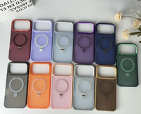 Coque de téléphone magnétique mate effet seconde peau pour iPhone 17 16 15 14 Pro Max avec support anneau multifonctionnel et protection multicolore