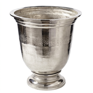 Bol à fleurs en métal de nouvelle conception en argent fini, design unique, décoration de table et de jardin, bol à fleurs sur socle - Product Image 1