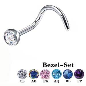 Унисекс-кольцо для пирсинга из титана ASTM F136 G23 с цирконом, опалом и прозрачными фианитами, L-образная винтовая серьга для носа 0.8x7x2 мм - Product Image 6