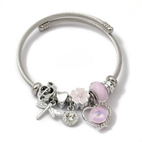 PFT Pulsera de Acero Inoxidable a la Moda con Colgante de Libélula de Cristal, Joyería Electrochapada en Oro
