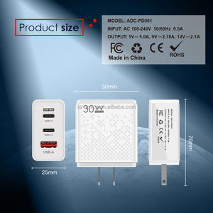 Caricabatterie USB Tipo C 30W con Spina EU/US/UK, Ricarica Rapida PD 3.0 per <span class=keywords><strong>Samsung</strong></span>/Xiaomi, Ricarica Veloce 30W - Product Image 4