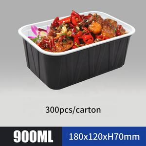 Caja de embalaje de almuerzo desechable de 2 compartimentos apta para microondas Contenedores de almacenamiento de preparación de alimentos calentados con tapa de plástico - Product Image 2