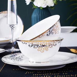 Nouveau produit : 60 pièces de vaisselle en porcelaine de luxe dorée, motif amour marin, pour la salle à manger, décoration de la maison - Product Image 2