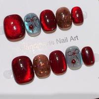 Nouvelles Décorations d'Ongles Semi-Transparentes et Portables en Acrylique, Style Artisanat, Longueur Moyenne, Motif Étoilé Mocha, Violet Rosé