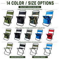Chaise de pêche pliable portable avec sac isotherme intégré, dossier, capacité de 110 kg, 1,3 kg, légère, tabouret de camping en plein air, pique-nique