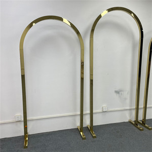 Ensemble de 3 arches de fond <span class=keywords><strong>en</strong></span> acier inoxydable poli miroir doré semi-circulaires, arche de cérémonie de mariage, support d'arche de ballons <span class=keywords><strong>en</strong></span> métal - Product Image 2