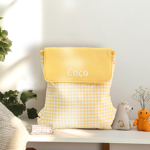 Mochila de Lona a Cuadros Personalizada con Nombre, Tela a Cuadros Naranja, Mochila Informal para Uso Diario, Modelo 'Coco' - Product Image 2