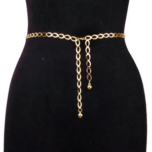 European American Style Fashionable Metal Waist <b>Chain</b> Women's <b>Thin</b> Belt <b>Gold</b> Zinc Alloy Daily Wear Decoration Dress Shirt - Product Image 3