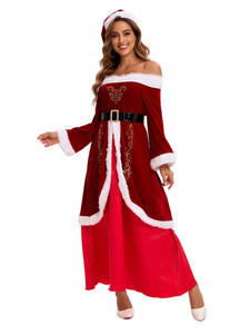 Disfraz de cosplay de la señora Claus, elegante y sexy, falda navideña con hombros descubiertos, gorro de Papá <span class=keywords><strong>Noel</strong></span> y cinturón - Product Image 2