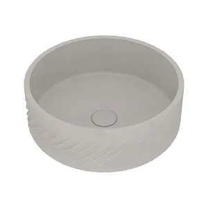 ODM Wholesale Cement Round Basin Surface Threads Countertop Basin Table Mounting Single Bowl Sink Bathroom