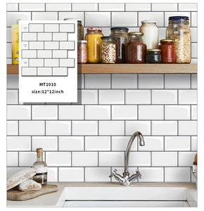 Giấy Dán Tường Gạch Ốp Tường Màu Trắng Bóng 3d Bằng Vinyl Cho Nhà Bếp - Product Image 4