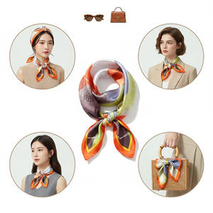 Écharpe en soie carrée de 90 cm, art abstrait orange personnalisé, pour femmes, multi-usages, bandeau et décoration de sac panier - Product Image 1